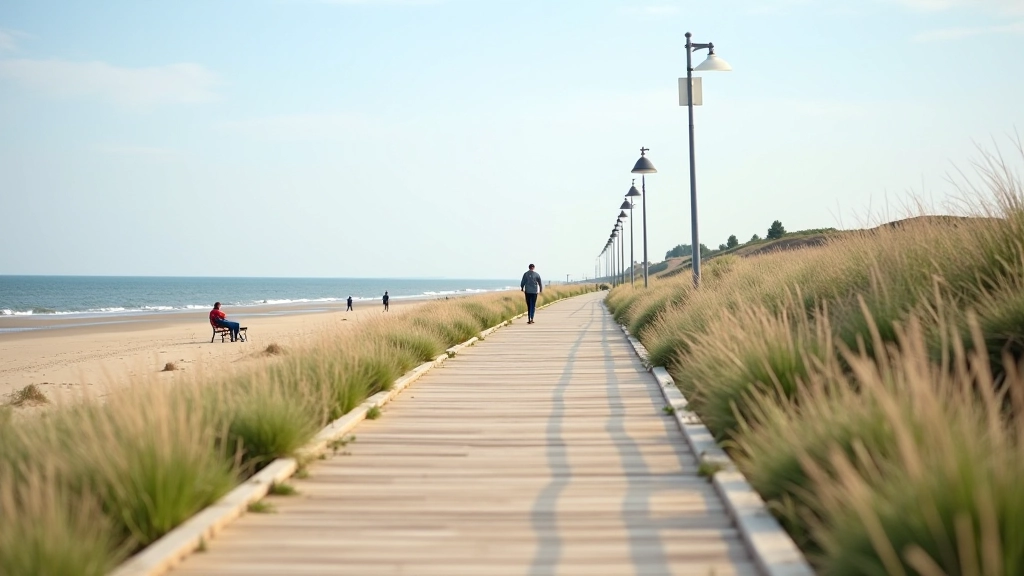 Ventspils piejūras ceļš ar zaļu pļavu un jūras horizonta skaitu